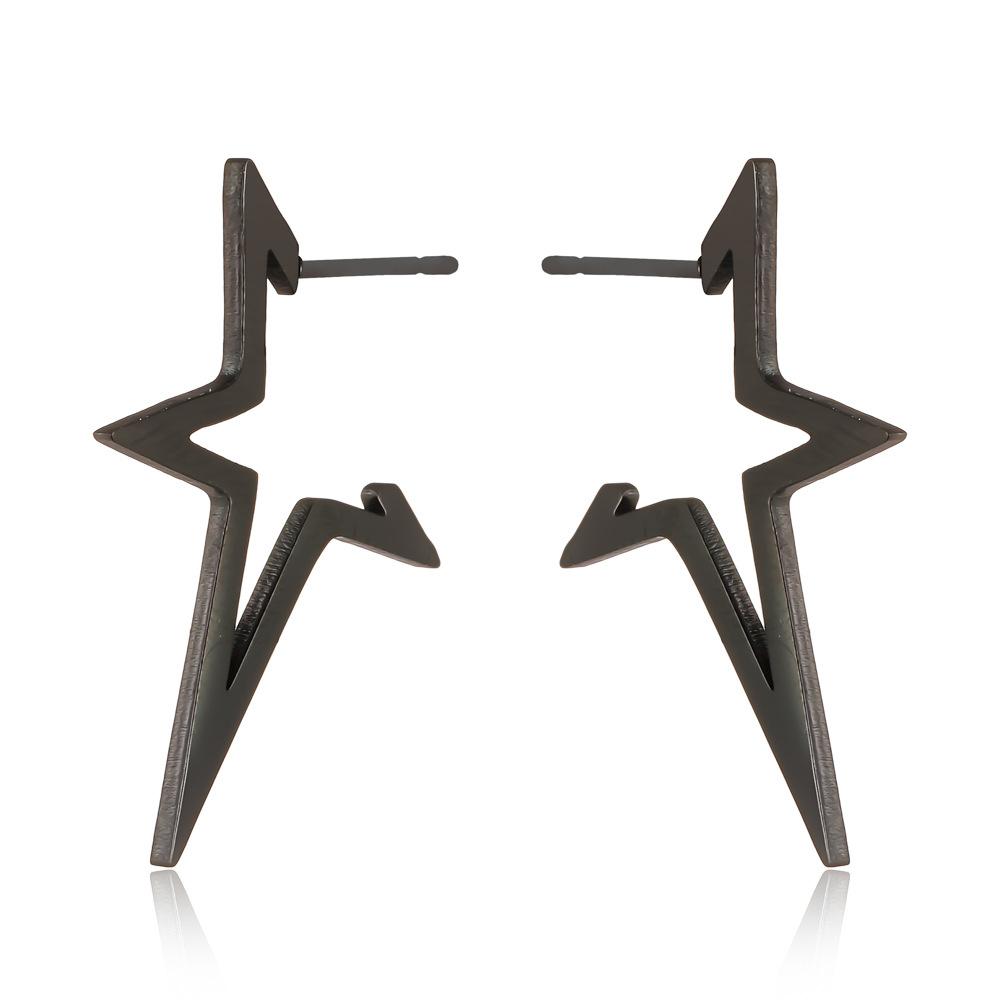 Men's Personality Simple and Versatile Stainless Steel Punk Irregular Pentagram Stud Earrings Earrings Earrings