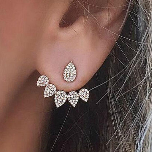Earrings full of diamond drop earrings front and rear hanging ear hanging personality popular earrings jewelry