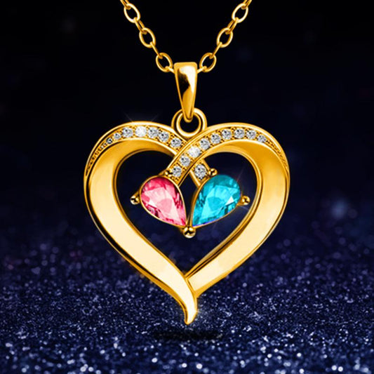Fashion Ladies Heart Crystal Diamond Pendant Necklace Heart Sapphire Necklace Jewelry