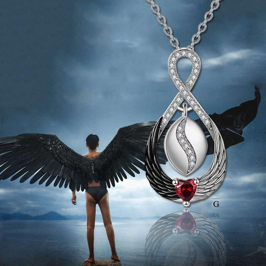 Jewelry Black and White Angel Wings Pendant Necklace Female Niche Summer Fashion Wings Jewelry