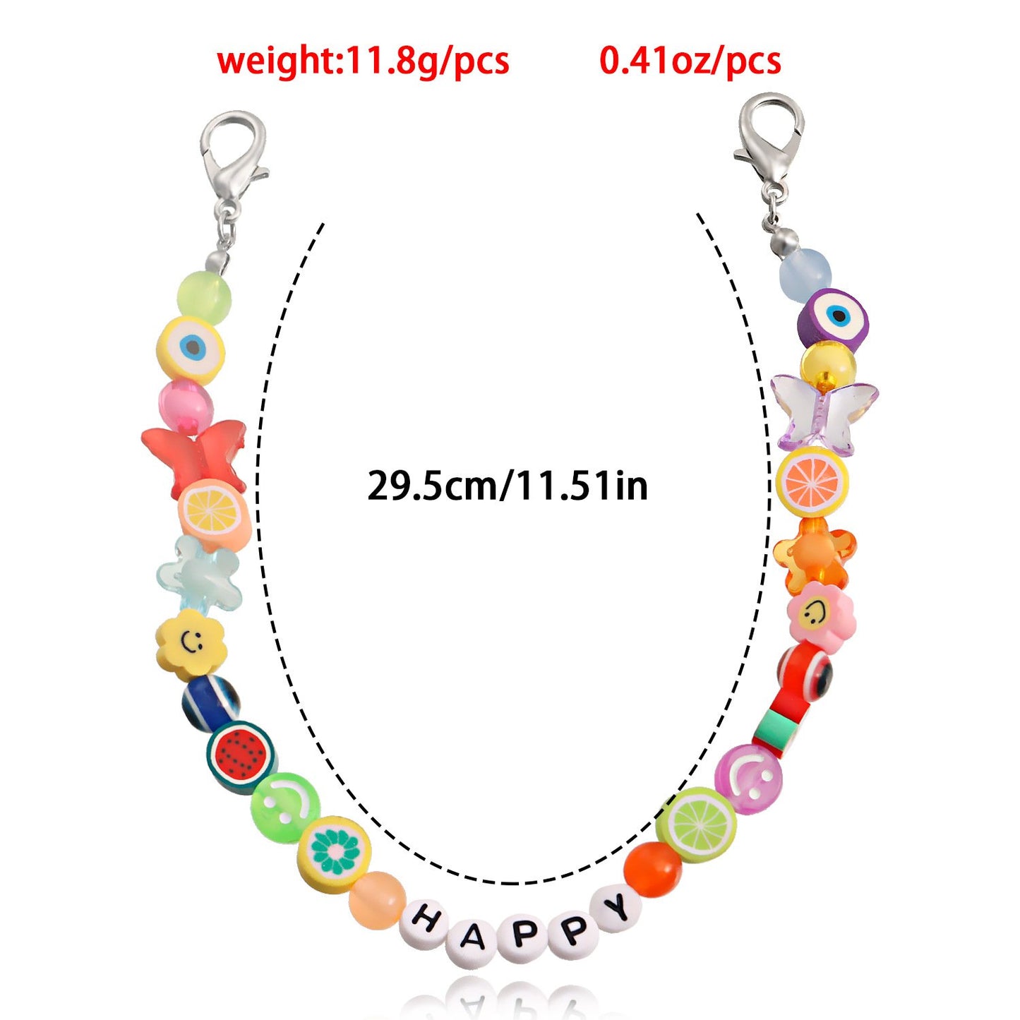 Soft pottery fruit ins letter shoe chain jewelry metal shoe chain canvas shoe decoration