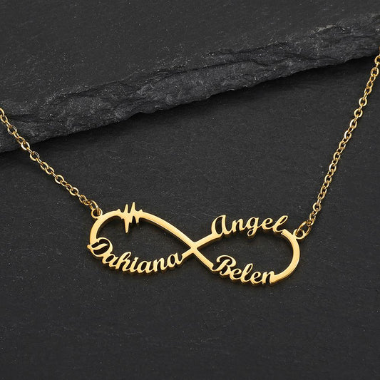 Trendy simple stainless steel English letters inverted ⑧ infinity cut name necklace titanium steel sexy necklace