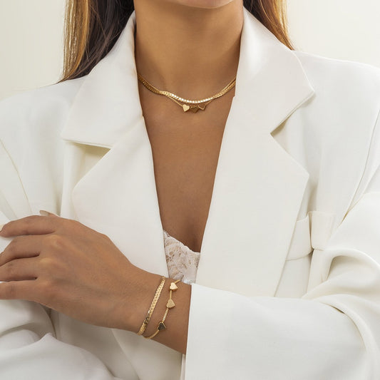 Jewelry Hip Hop Retro Metal Thin Chain Necklace Female Simple Versatile Heart Shaped Clavicle Necklace