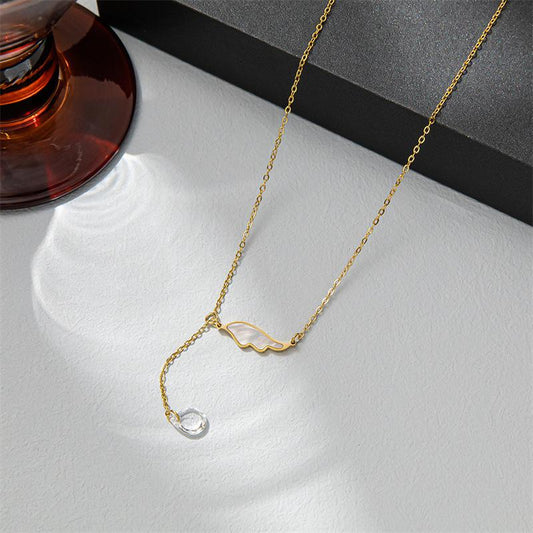 White shell wings necklace female retro tassel clavicle chain simple net red necklace light luxury niche ins