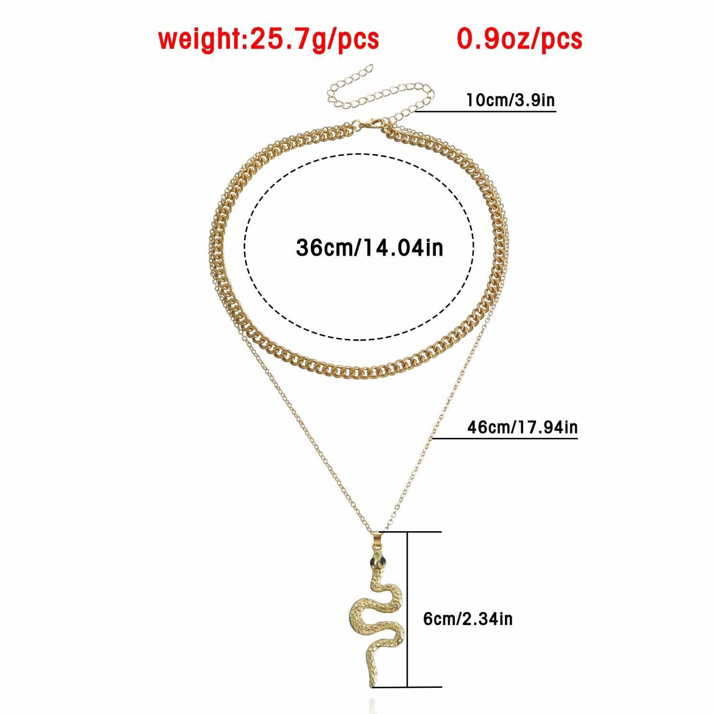 Jewelry fashion double-layer collarbone chain plate snake pendant necklace female stacked necklace choker