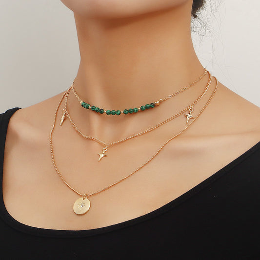 Jewelry Multi-layer Shining Star Pendant Necklace Women's Sweater Chain Personality Trendy Cool Versatile Necklace