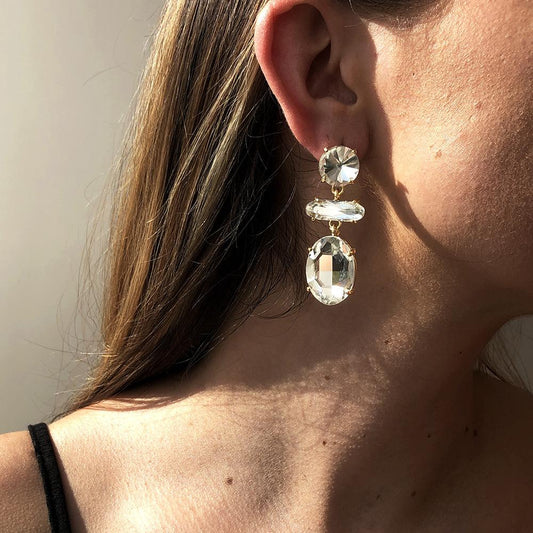 E9626 Diamond Earrings Temperament Ladies and Ladies Several Earrings Exaggerated Contrasting Color Multi-cut Earrings