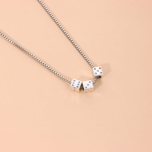 Jewelry Fashion Fun Alloy Dice Necklace Female Punk Temperament Popular Dice Necklace