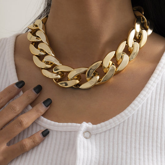 Jewelry Exaggerated Punk Geometric Single Layer Men's and Women's Necklace Fashion Trend Mixed Color Thick Chain Necklace