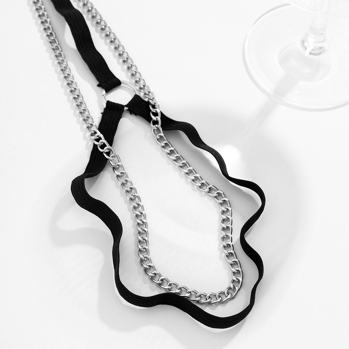 Jewelry Night Dark Chain Tassel Foot Decoration Sexy Elastic Bandage I-shaped Thigh Chain Female