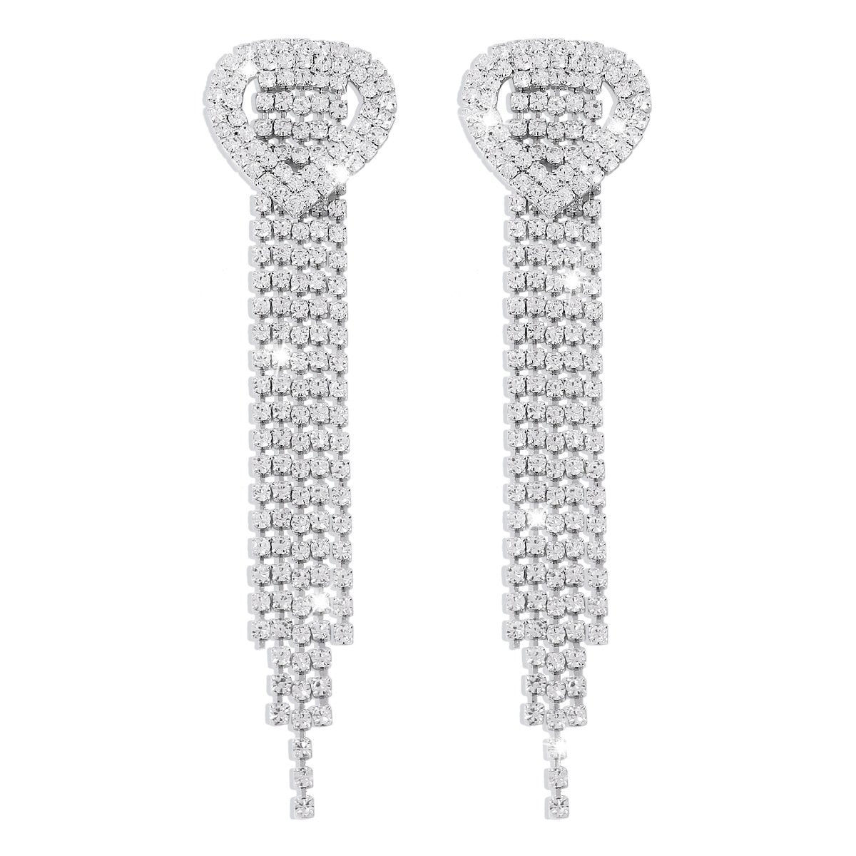 E1557 Exaggerated claw chain rhinestone temperament earrings love claw chain tassel temperament long earrings for women