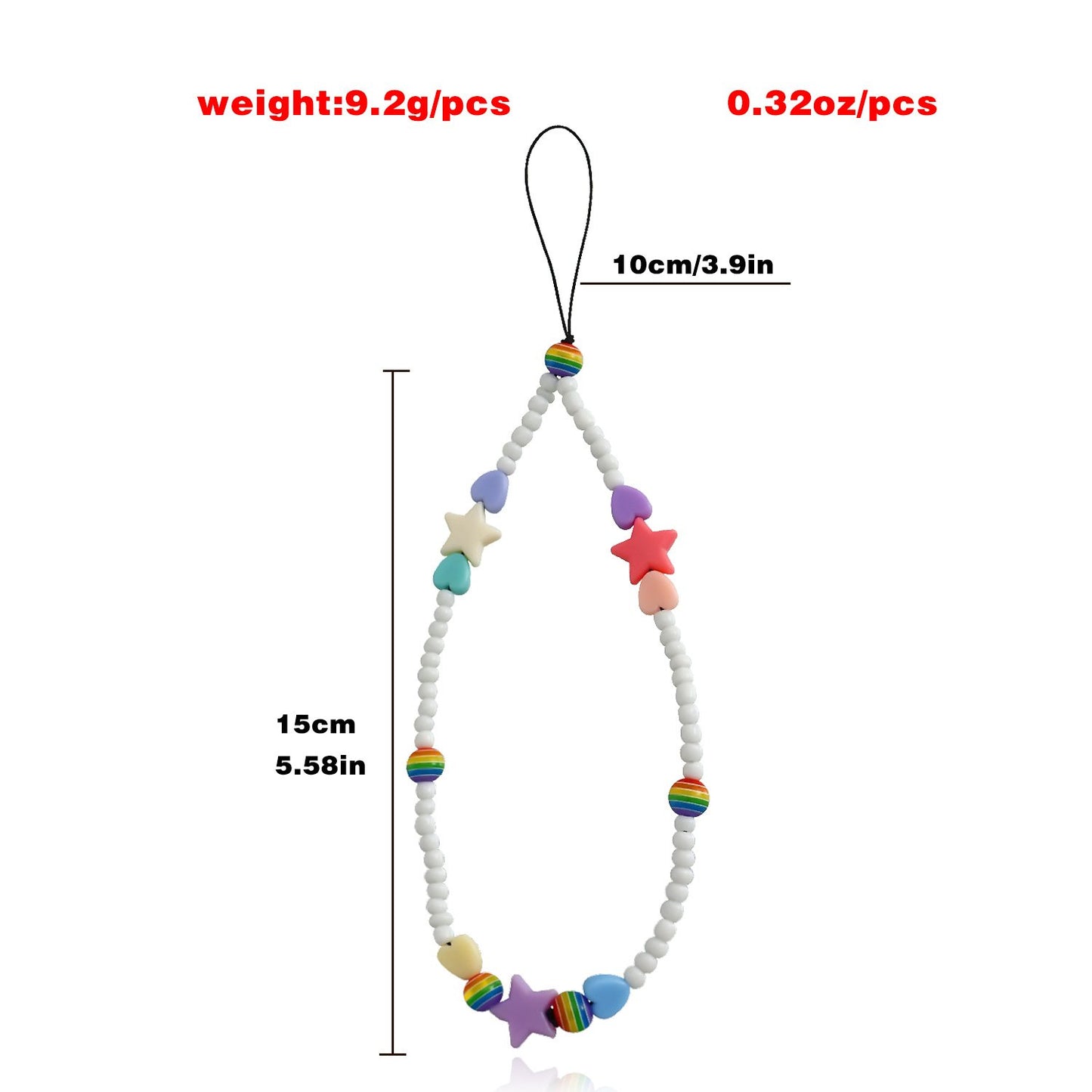 Jewelry multi-element five-pointed star white rice beads mobile phone beaded pendant ins bag pendant