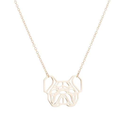 French Bulldog Necklace Bulldog Big Dog Head Animal Necklace Cute Cute Origami Geometric Dog Pendant Necklace