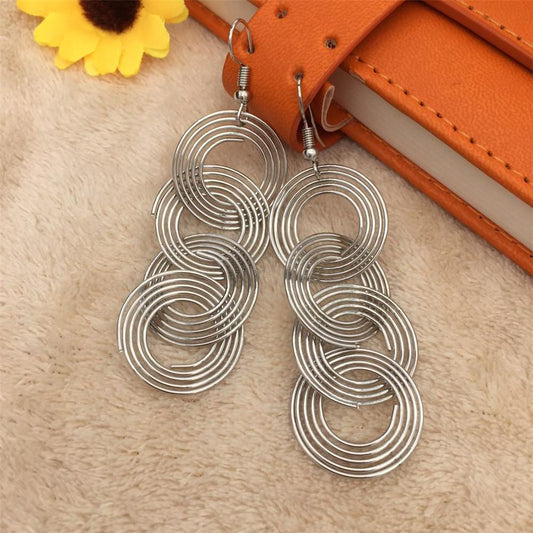 Indian Grid Jewelry Chain Ring Circle Tassel Lady Earrings Earrings