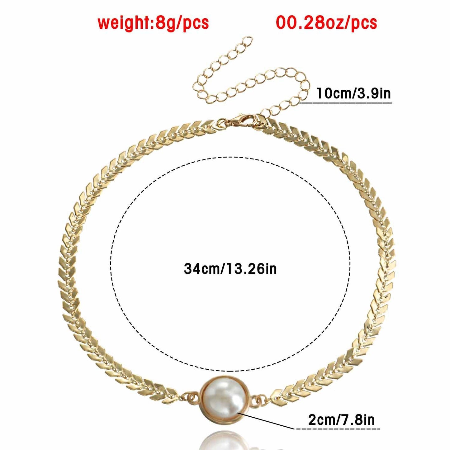 Jewelry Fashion Aircraft Chain Exaggerated Geometric Imitation Pearl Necklace Women's Retro Design Necklace
