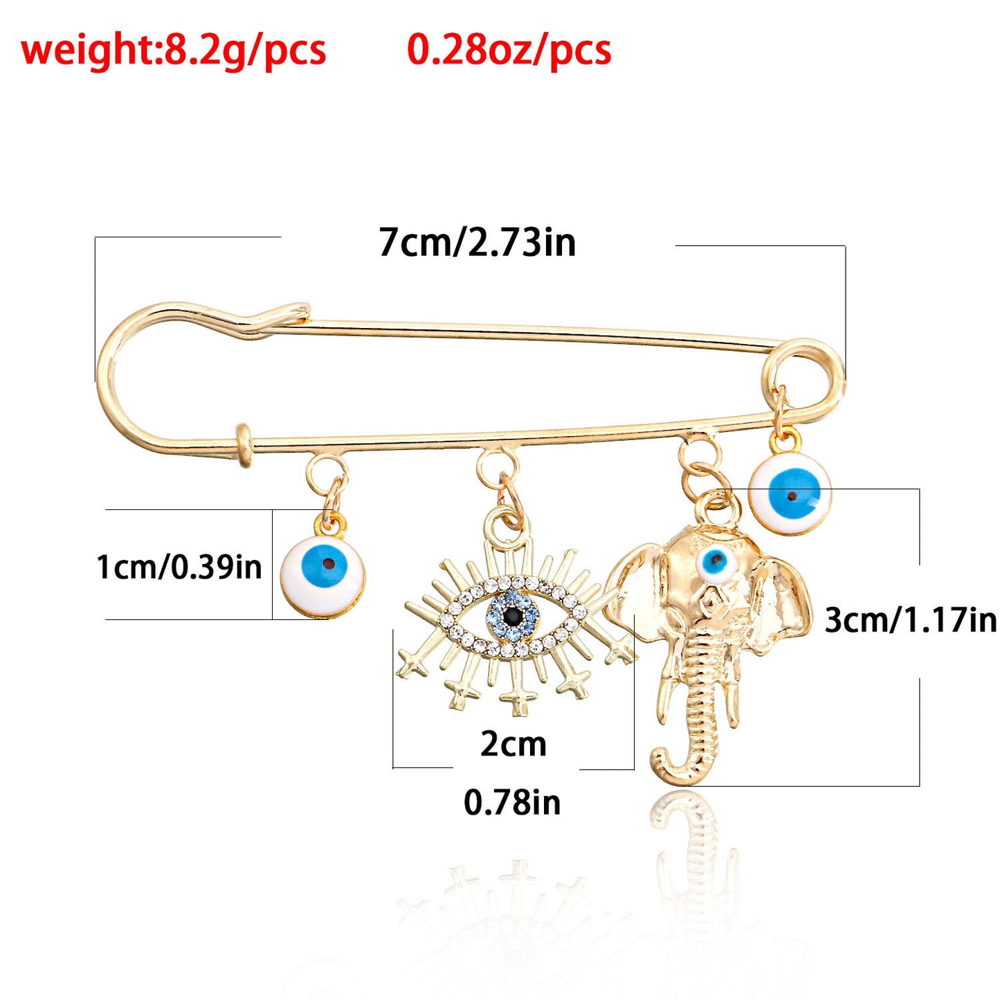 Jewelry ins geometric devil's eye pendant chest pendant pin female trend exaggerated pin accessories