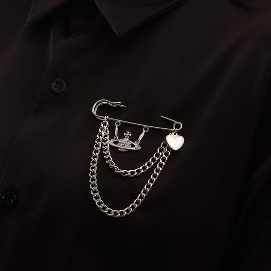 Jewelry Punk Geometric Exaggerated Brooch Love Universe Planet Tassel Pendant Brooch Accessories Female