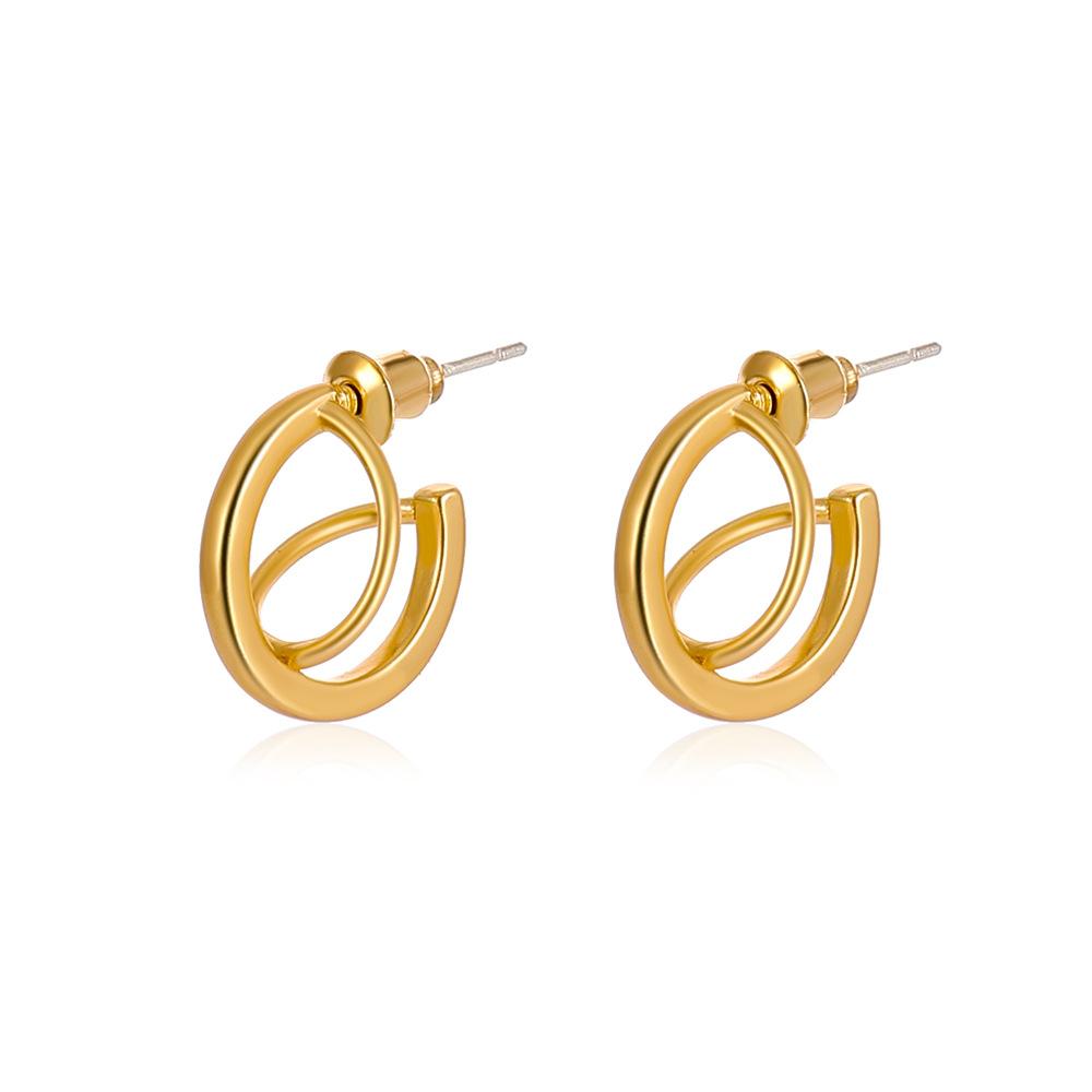 Retro fashion matte hollow C-shaped earrings female ins indifferent niche design geometric irregular earrings