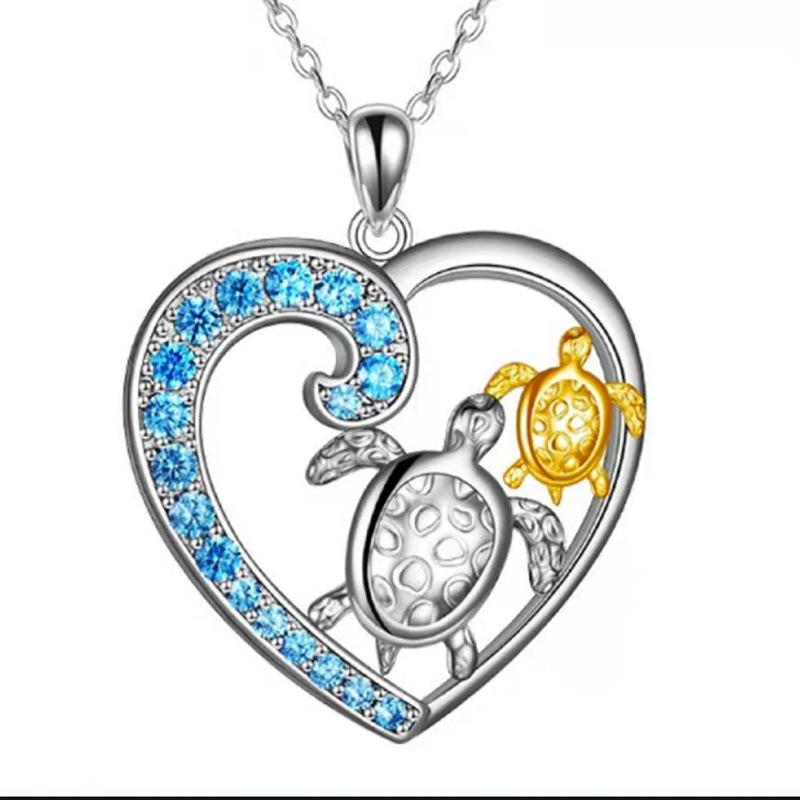 Explosive style women's love sea turtle necklace two-color animal creative sea turtle beach pendant necklace jewelry