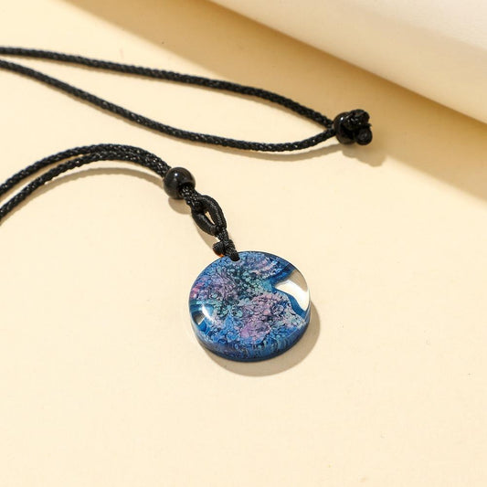 ETSY handmade creative terraced landscape round crystal pendant fashion island coral seascape resin necklace