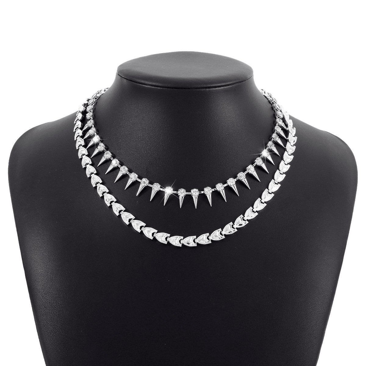 N131 Jewelry Personality Claw Chain Rivet Stacked Necklace Cold Temperament Rhinestone Necklace Female