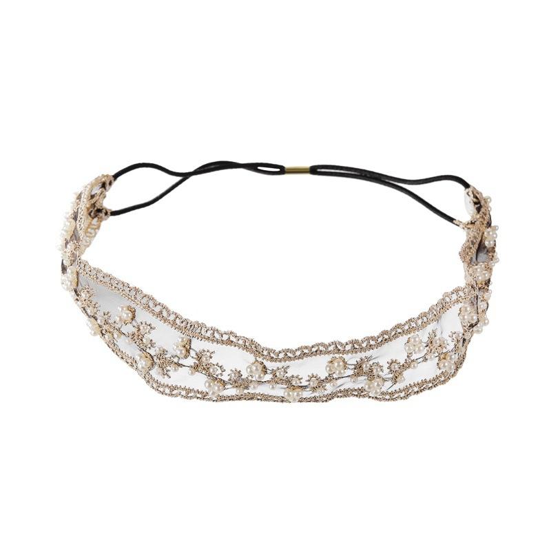 Internet celebrity with the same pearl lace headband super fairy sweet beauty god net gauze headband wash face plate hair ball hair accessories