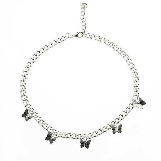 Ins multiple titanium steel butterfly necklace women's trendy temperament niche design indifferent collarbone chain