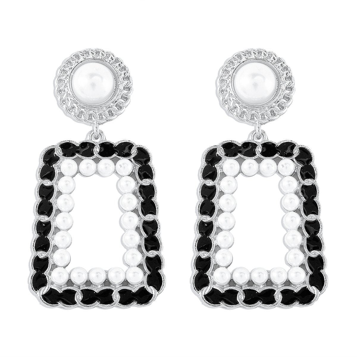 E188 Personality Niche Oil Drop Pearl Earrings French Romantic Retro Elegant Square Fashion Earrings