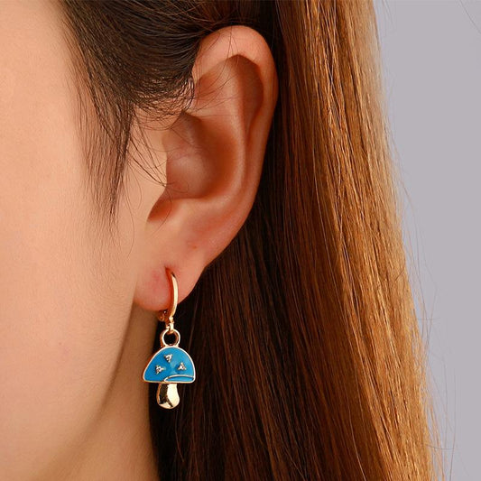 Ins cute earrings alloy drop oil simulation mushroom earrings retro fun plant earrings female