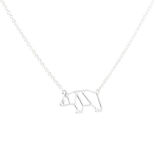 Fashion cute folding hollow panda necklace female all-match alloy animal panda exquisite collarbone chain jewelry