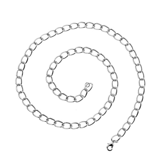 Jewelry Fashion Simple Single Buckle Iron Chain Necklace Men's Hip Hop Flat Pressed Single Chain