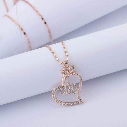 Jewelry Creative Heart Full Diamond Fashion Hollow Pendant Personality Heart Butterfly Necklace Jewelry