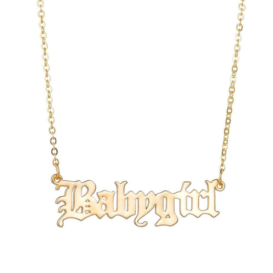 Accessories popular ancient English font Babygirl alphabet necklace lock simple bone chain chain
