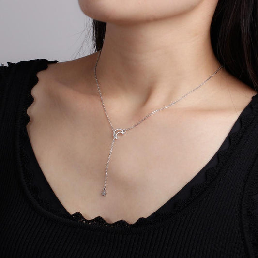 Ins cold simple star moon titanium steel necklace clavicle chain