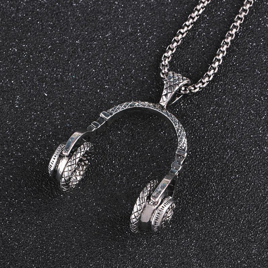 Men's Personality Hip Hop Headphone Pendant Rock Punk Headphone Necklace Jewelry