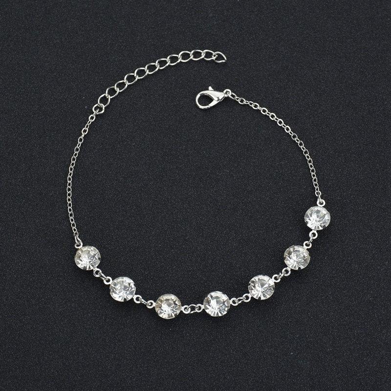 Jewelry Summer Simple Fashion Anklet Rhinestone Hanging Ring Single Layer Foot Decoration Anklet