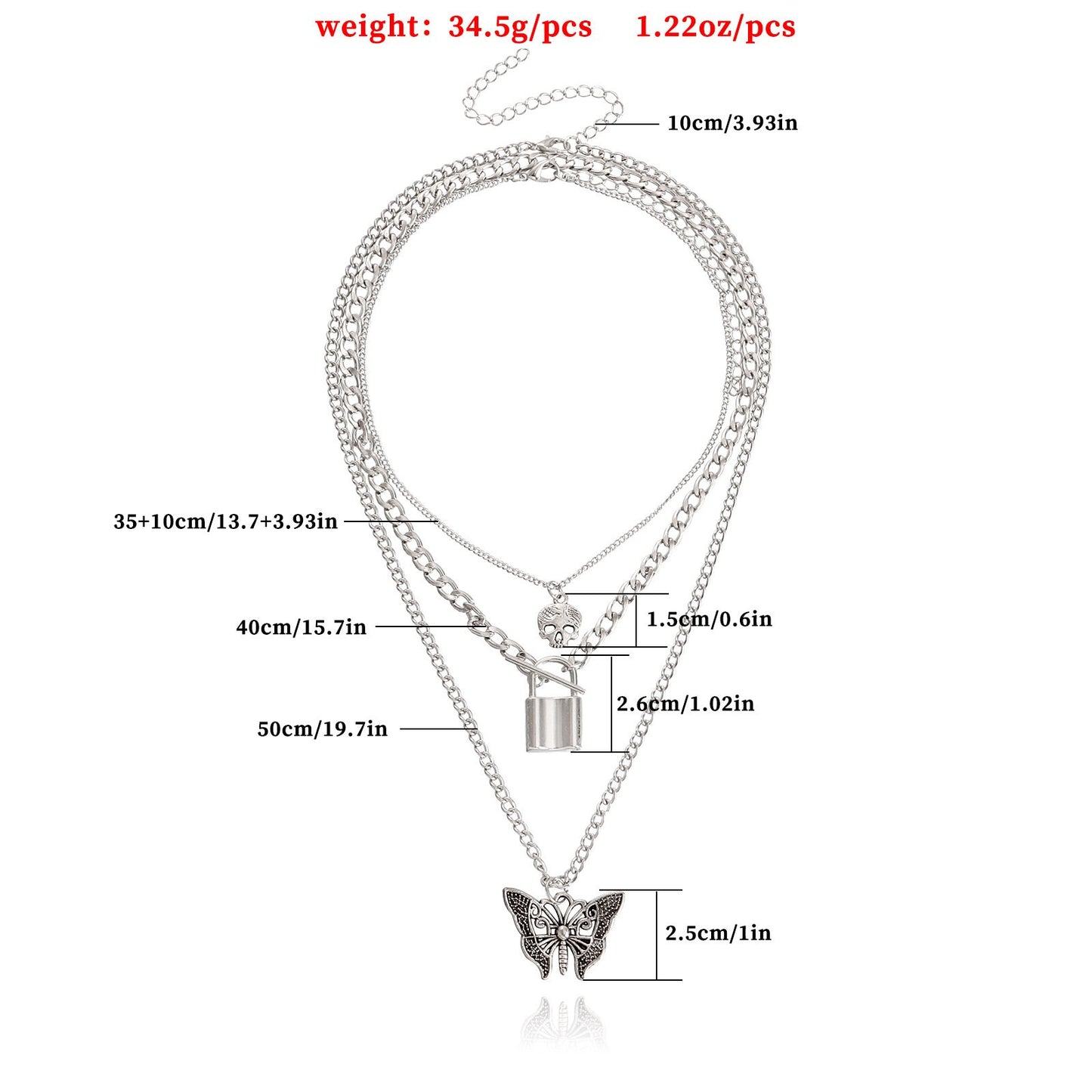 Explosive necklace female ins simple cold gothic padlock trend butterfly pendant diy necklace