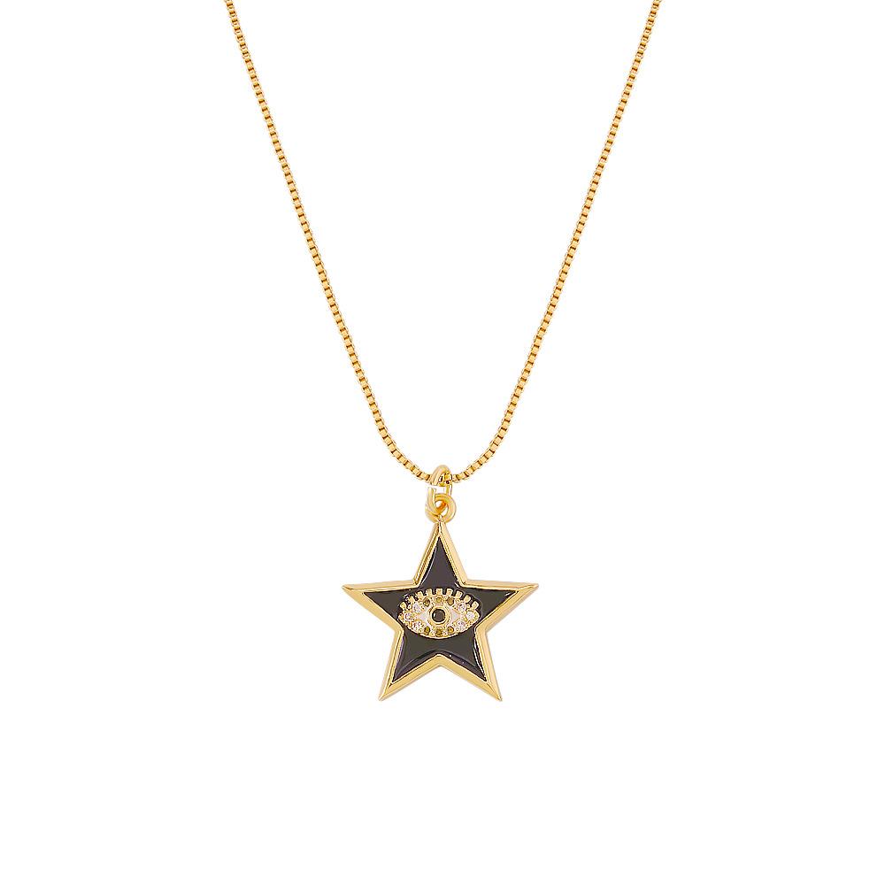 ZN59 Accessories Five-pointed Star Copper Zircon Necklace Female Design Demon Eye Exaggerated Necklace