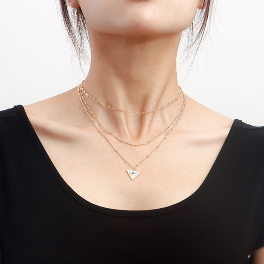 Jewelry Triangular Devil's Eye Pendant Necklace Sweater Chain High-end Sense Necklace