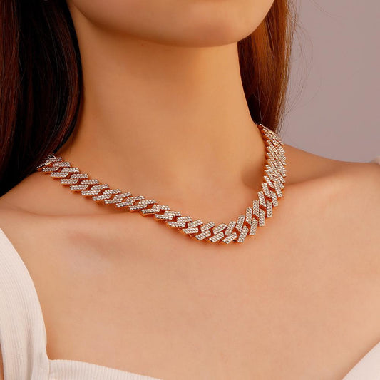 Jewelry Retro Hip Hop Rhombus Diamond Cuban Necklace Hiphop Trend Street Accessories Men