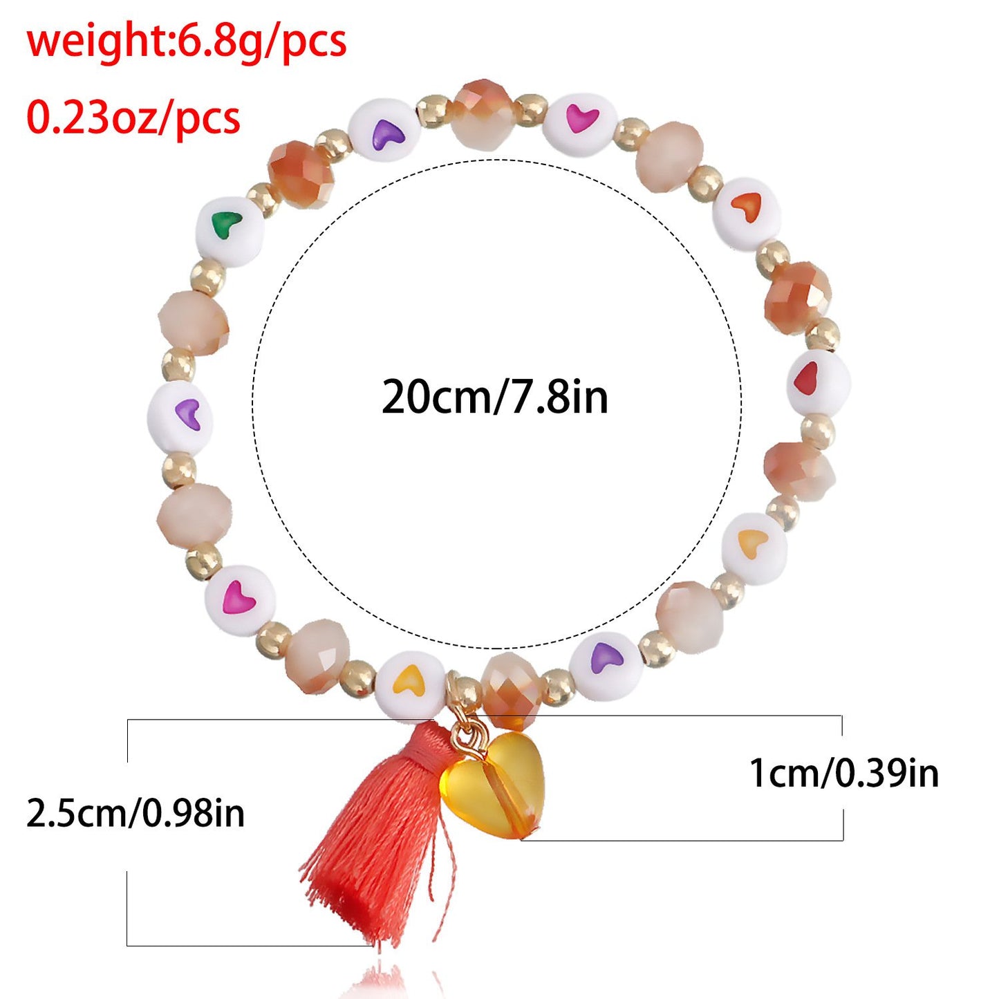 Jewelry Bohemian color soft pottery love tassel bracelet set female simple niche ins