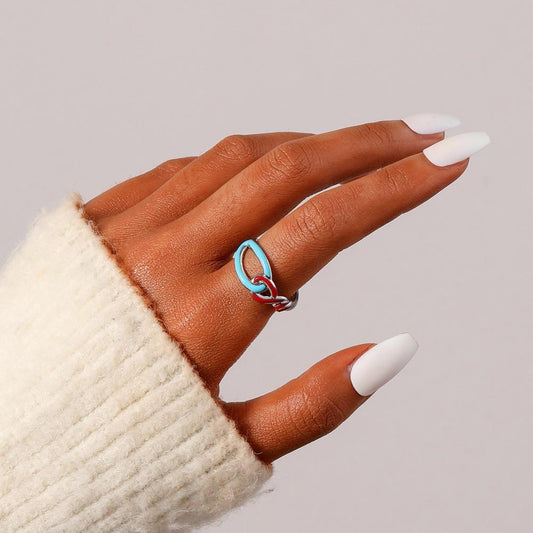 Geometric and elegant women's stainless steel fashion opening knotted rope adjustable ring