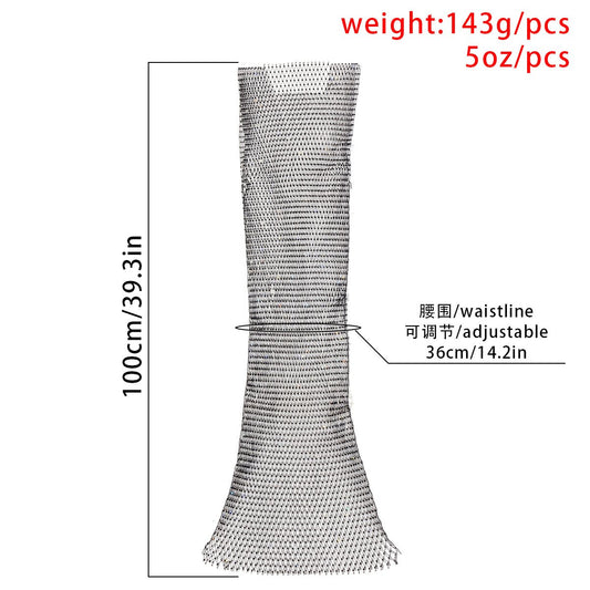 Explosive flash diamond fishnet bag hip skirt body chain sexy night inlaid rhinestone mesh round neck dress