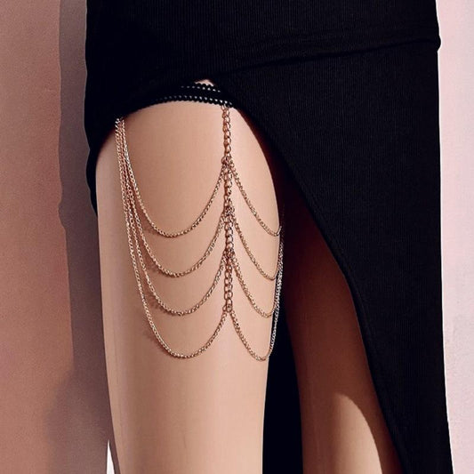 Jewelry Sexy Tassel Thigh Chain Elastic Rope Long Leg Chain Female Multilayer Chain Body Chain Female