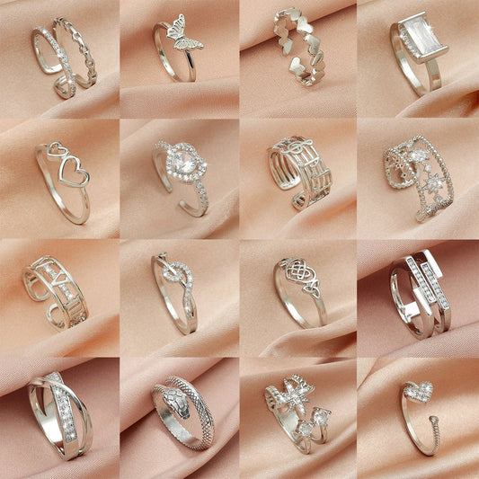 Ins cold zircon opening love ring super fairy fashion star letter hollow index finger ring net red
