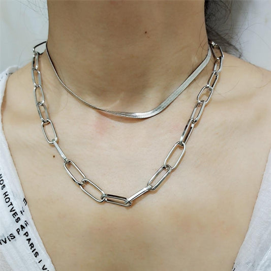 Necklace Gold Plated Snake Chain Copper Double Layer Necklace Women Necklace Jewelry