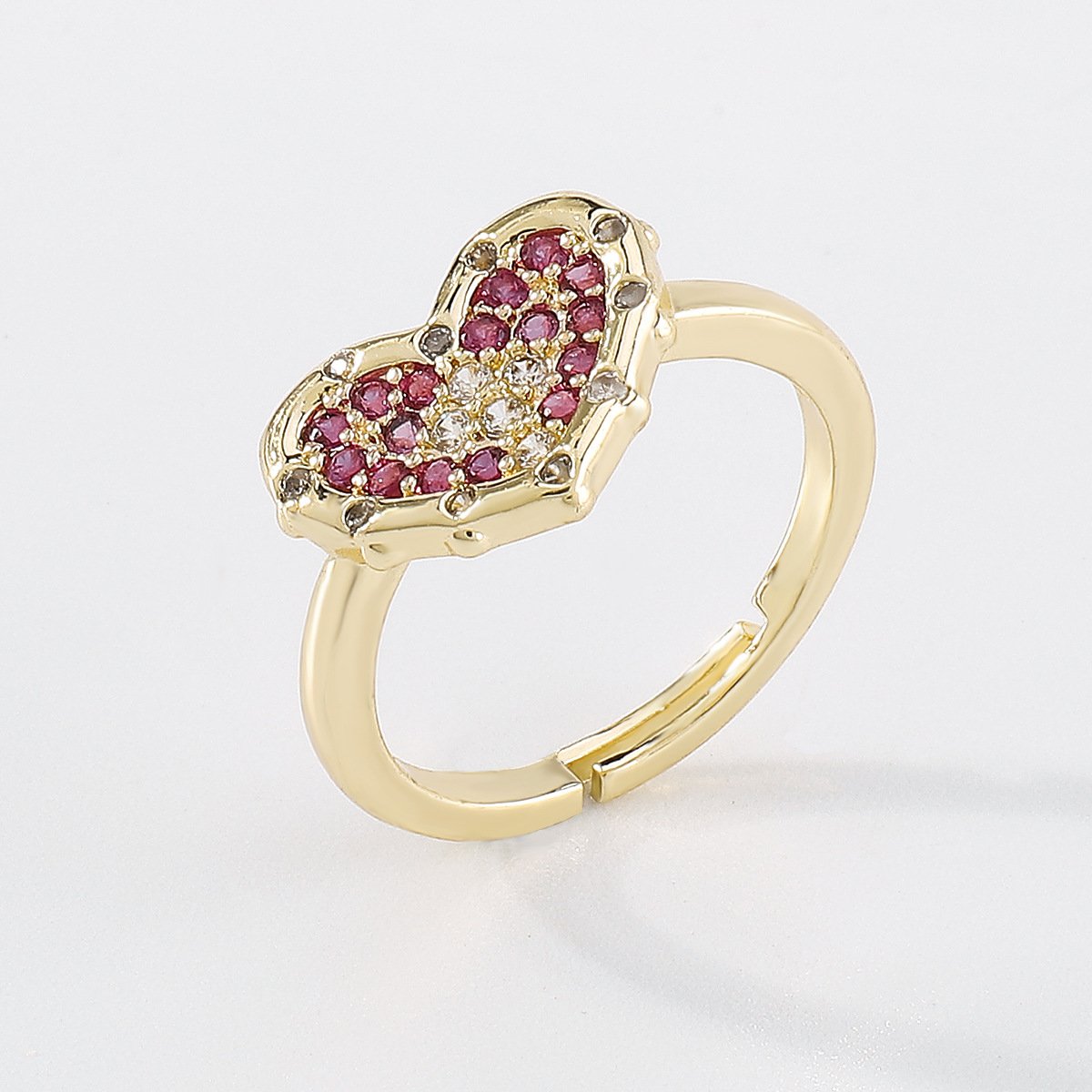 ZR165 Little Red Book Geometric Fashion Ring Love Zircon Personality Design Ring Retro Sweet Jewelry