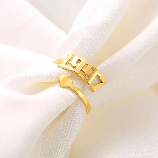 Fashionable Arabic numeral combination year ring zodiac year birthday gift
