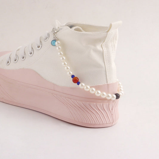 Jewelry Hip Hop Punk Imitation Pearl Chain Anklet Creative Simple Color Bead Shoe Chain Accessories DIY