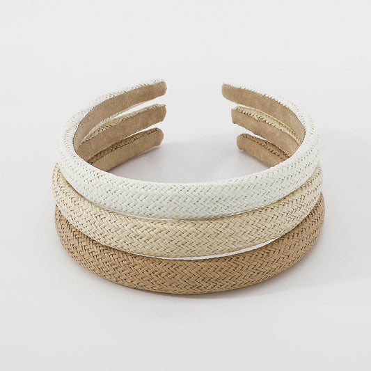 F4553 Retro Fashion Sponge Headband Hong Kong Braided Solid Color Headband Thin Edge Braided Temperament Hair Accessories Female